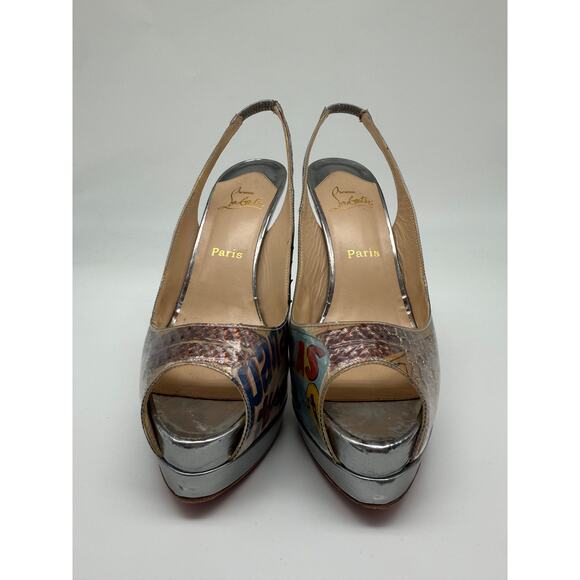 Christian Louboutin PVC Print Slingback Pumps Multicolor Women's Size 39 - Picture 3 of 14